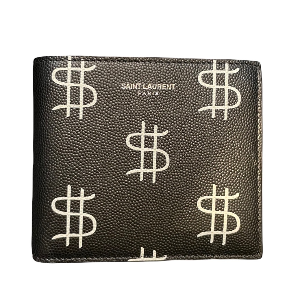 Saint Laurent Black Money Sign Wallet